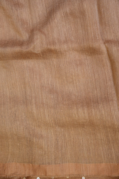 Warm Sand Beige Pure Muslin Pure Silk Saree|Silk Mark Certified