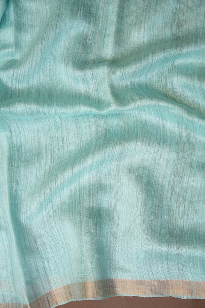 Ice Blue Pure Muslin Matka Silk Saree|Silk Mark Certified