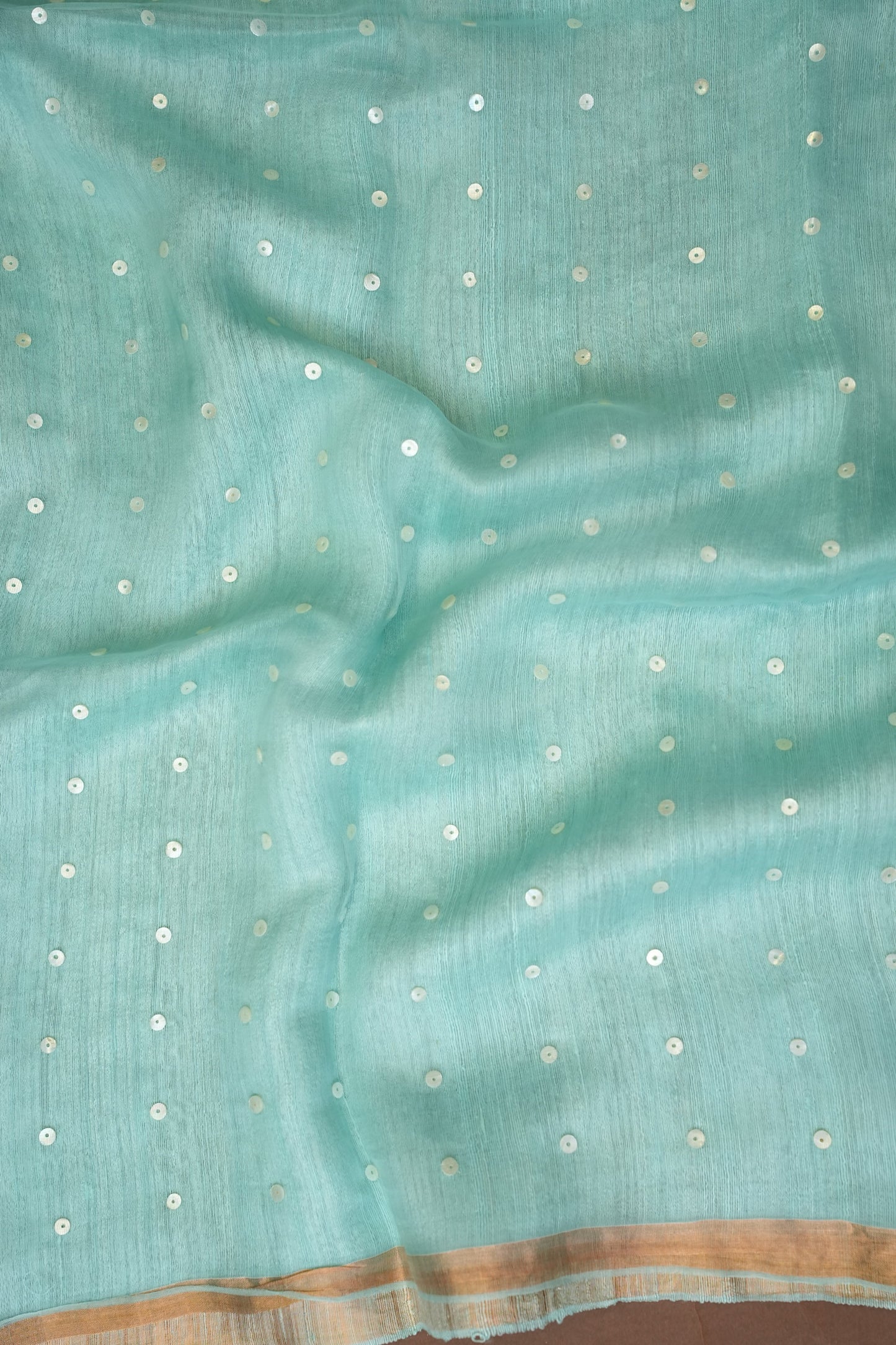 Ice Blue Pure Muslin Matka Silk Saree|Silk Mark Certified