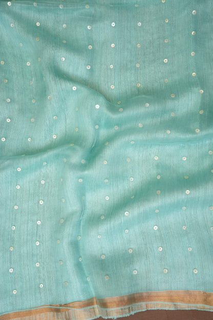 Ice Blue Pure Muslin Matka Silk Saree|Silk Mark Certified