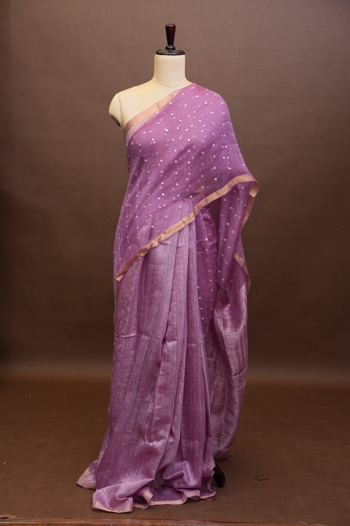 Mauve Pink Pure Muslin Pure Silk Saree|Silk Mark Certified