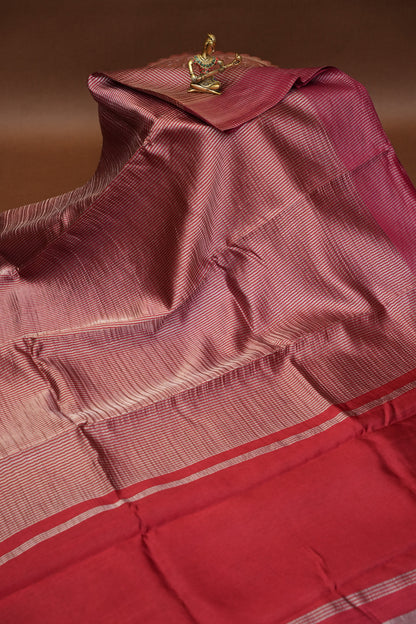 Pure Chanderi Silk Tissue Saree - Deep Red