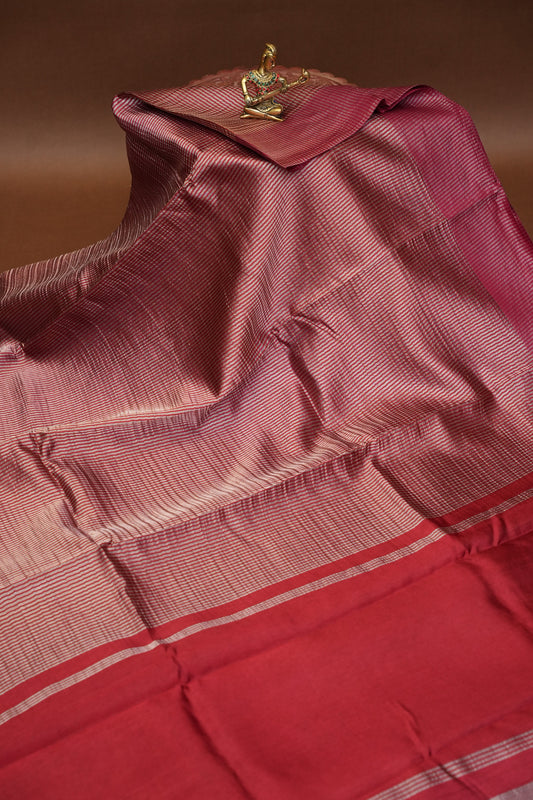 Pure Chanderi Silk Tissue Saree - Deep Red
