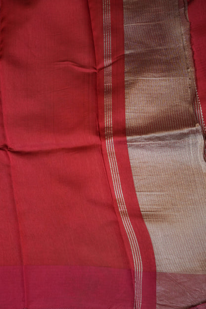 Pure Chanderi Silk Tissue Saree - Deep Red