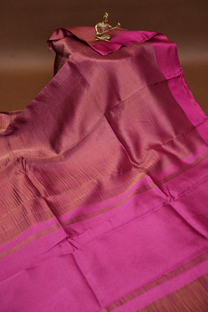 Pure Chanderi Silk Tissue Saree - Hot Pink