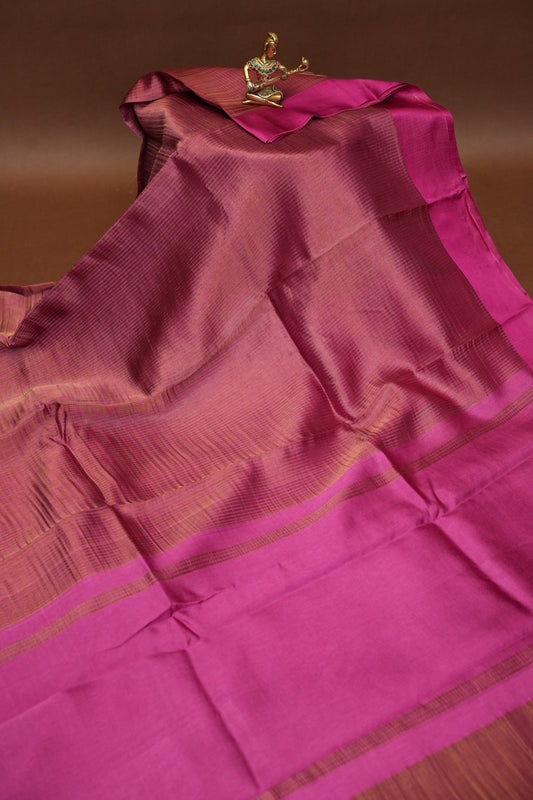 Pure Chanderi Silk Tissue Saree - Hot Pink