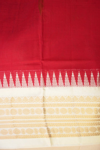 Gadwal Cotton Saree - Red and White