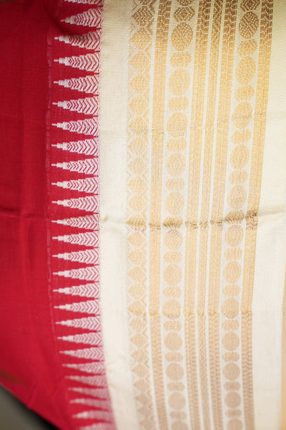 Gadwal Cotton Saree - Red and White