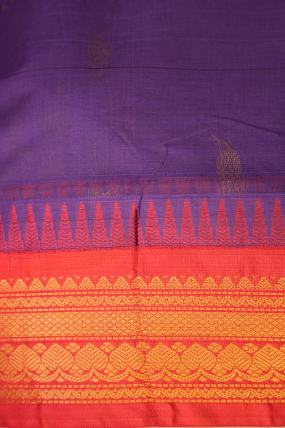 Gadwal Cotton Saree - Purple & Red
