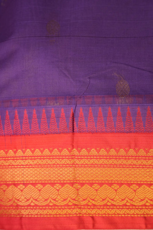 Gadwal Cotton Saree - Purple & Red