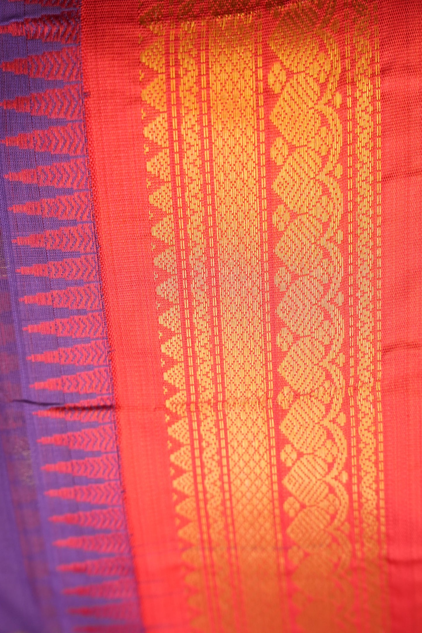 Gadwal Cotton Saree - Purple & Red