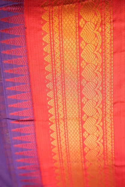 Gadwal Cotton Saree - Purple & Red
