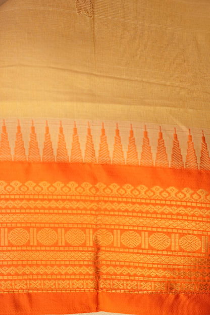 Gadwal Cotton Saree - Beige & Orange