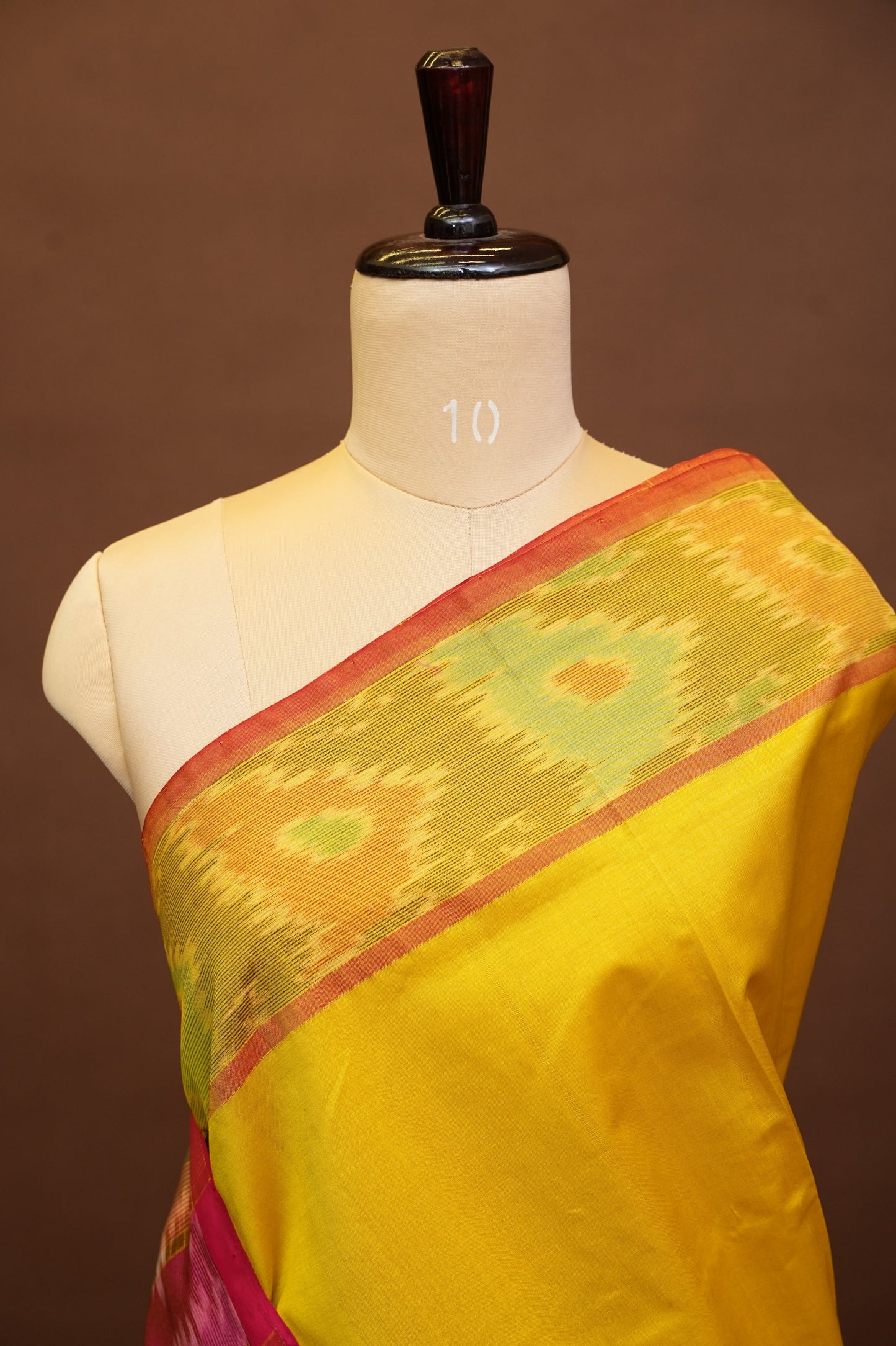 Ikkat Cotton Silk Saree - Yellow and Pink