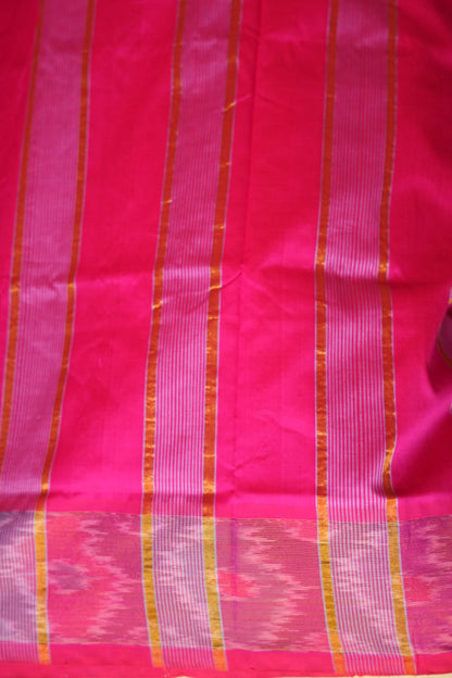 Ikkat Cotton Silk Saree - Lavender and Pink