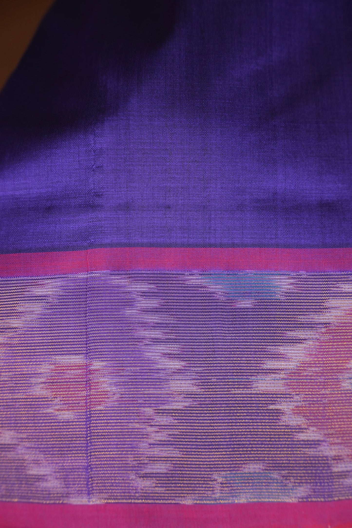 Ikkat Cotton Silk Saree - Purple with Pink