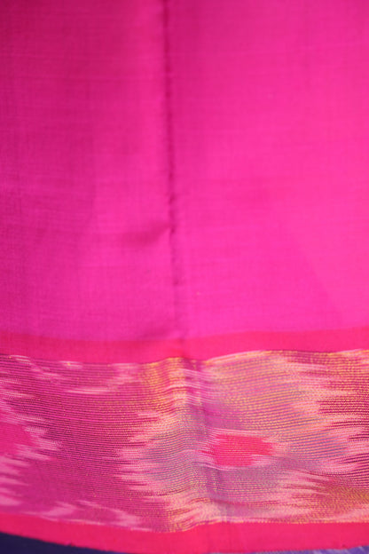 Ikkat Cotton Silk Saree - Lavender and Pink