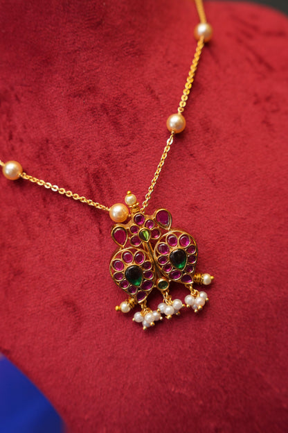 Gold-Plated Mango Design Chain Pendant Necklace Set
