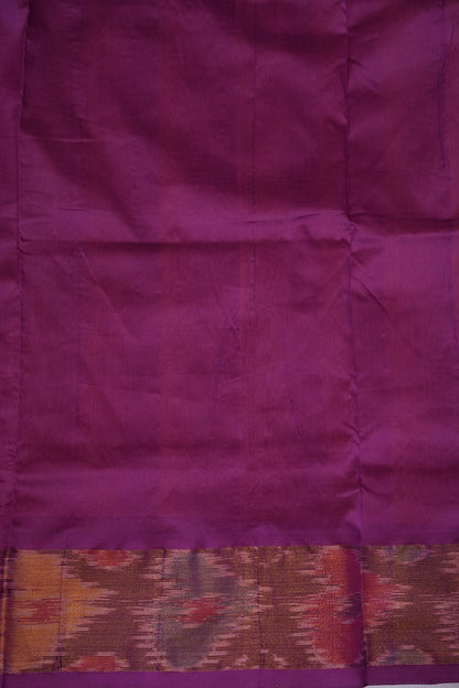 Ikkat Cotton Silk Saree - Yellow and Deep Purple