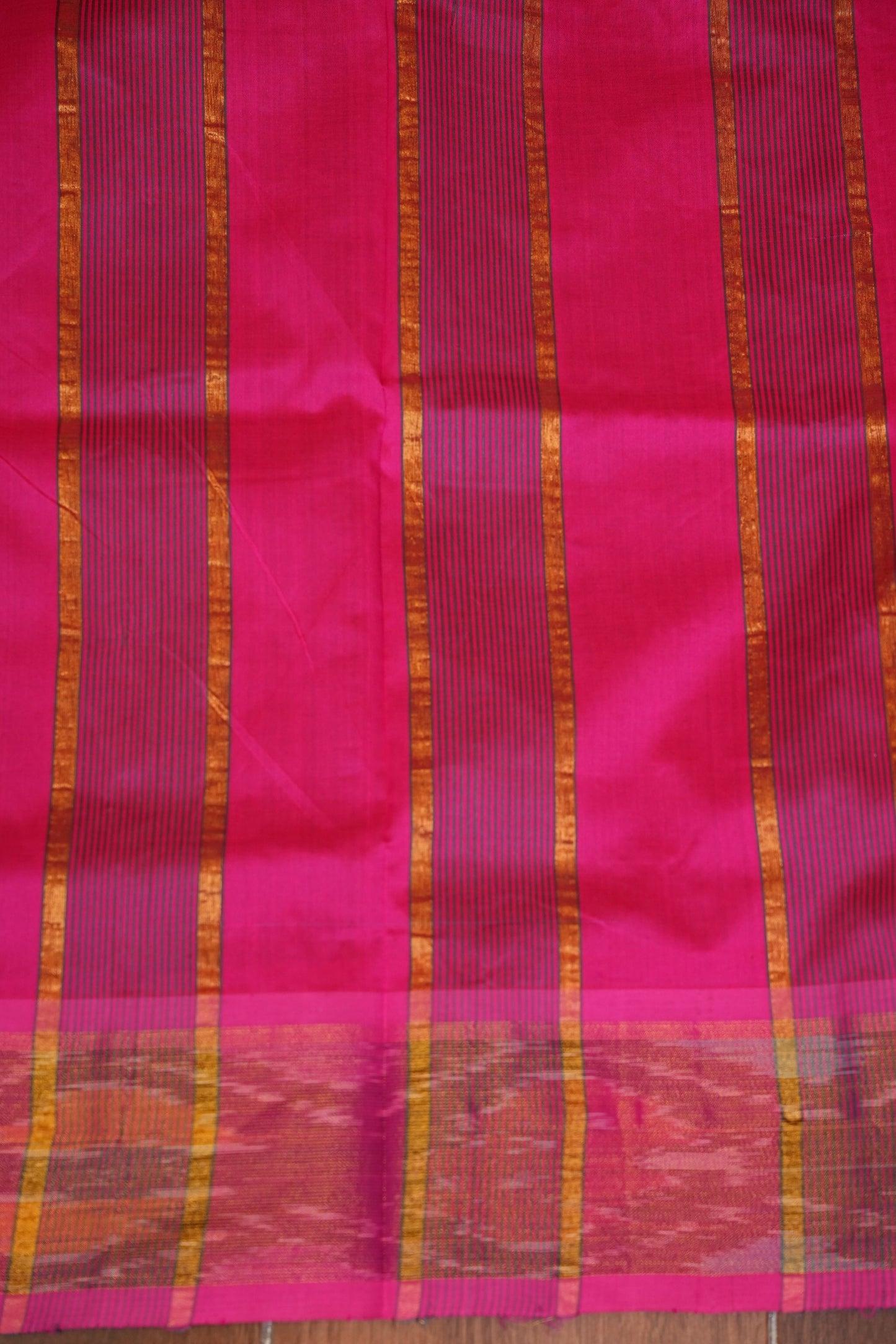 Ikkat Cotton Silk Saree - Grey and Pink