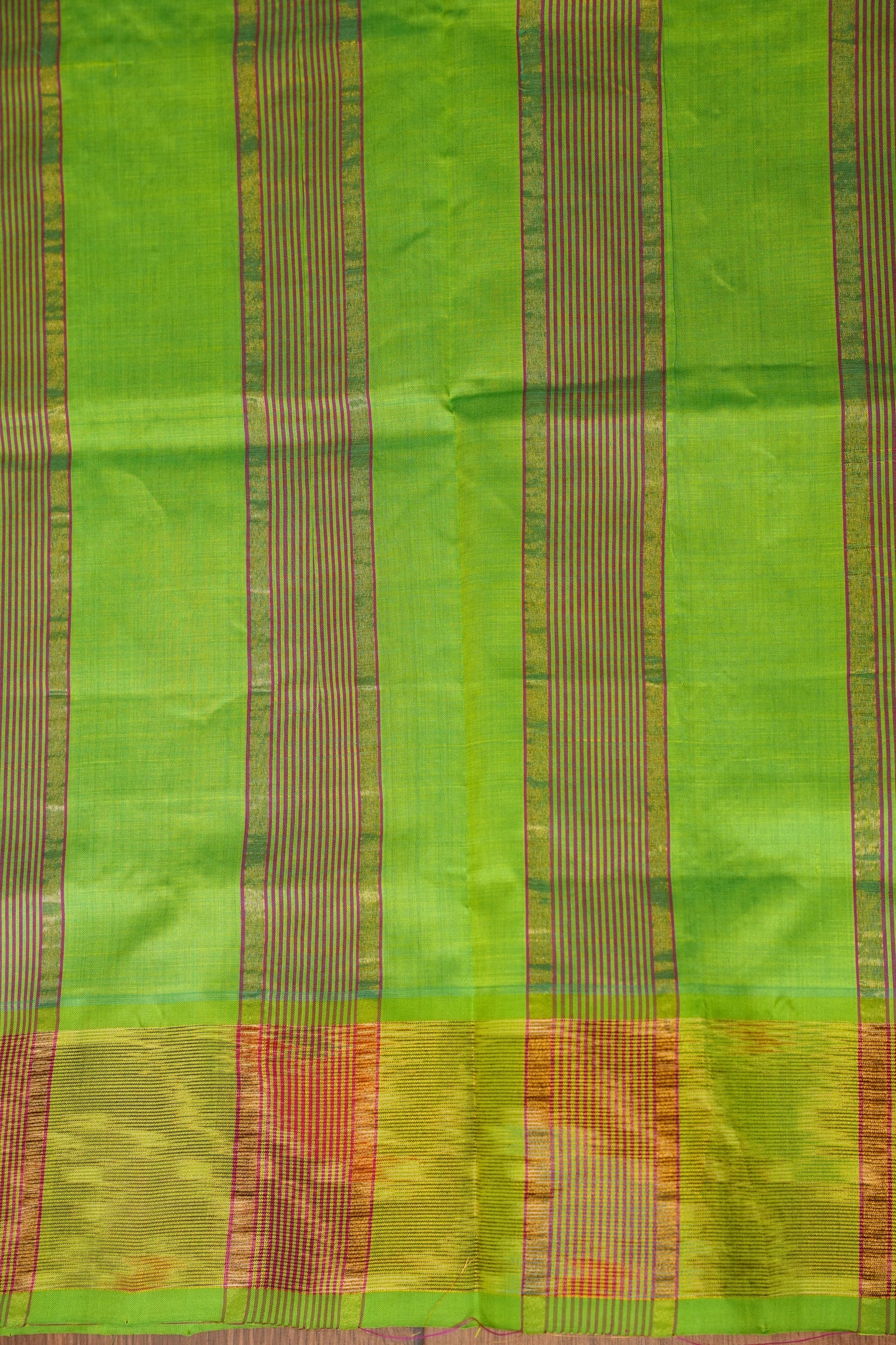 Ikkat Cotton Silk Saree - Magenta and Lime Green
