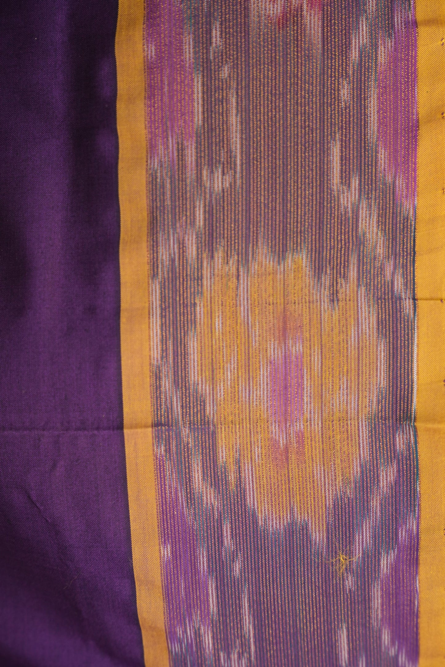 Ikkat Cotton Silk Saree - Purple and Yellow