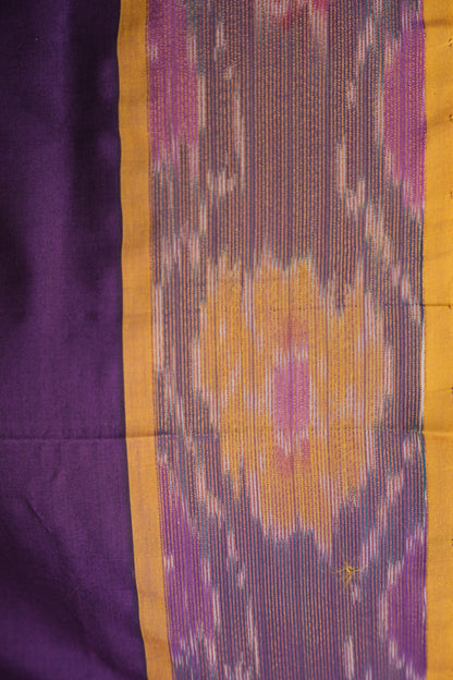 Ikkat Cotton Silk Saree - Purple and Yellow