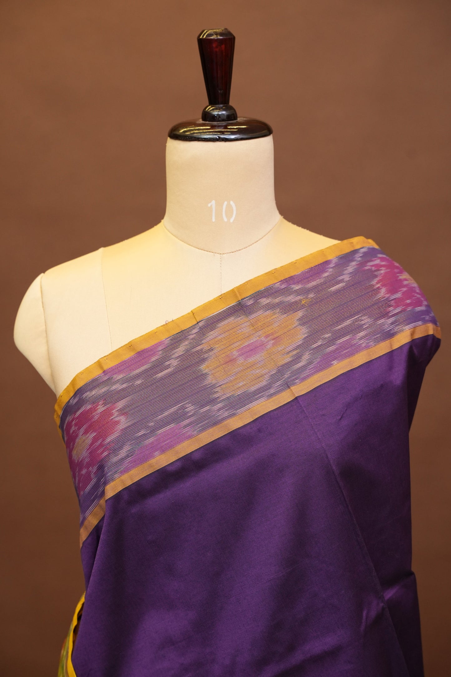 Ikkat Cotton Silk Saree - Purple and Yellow