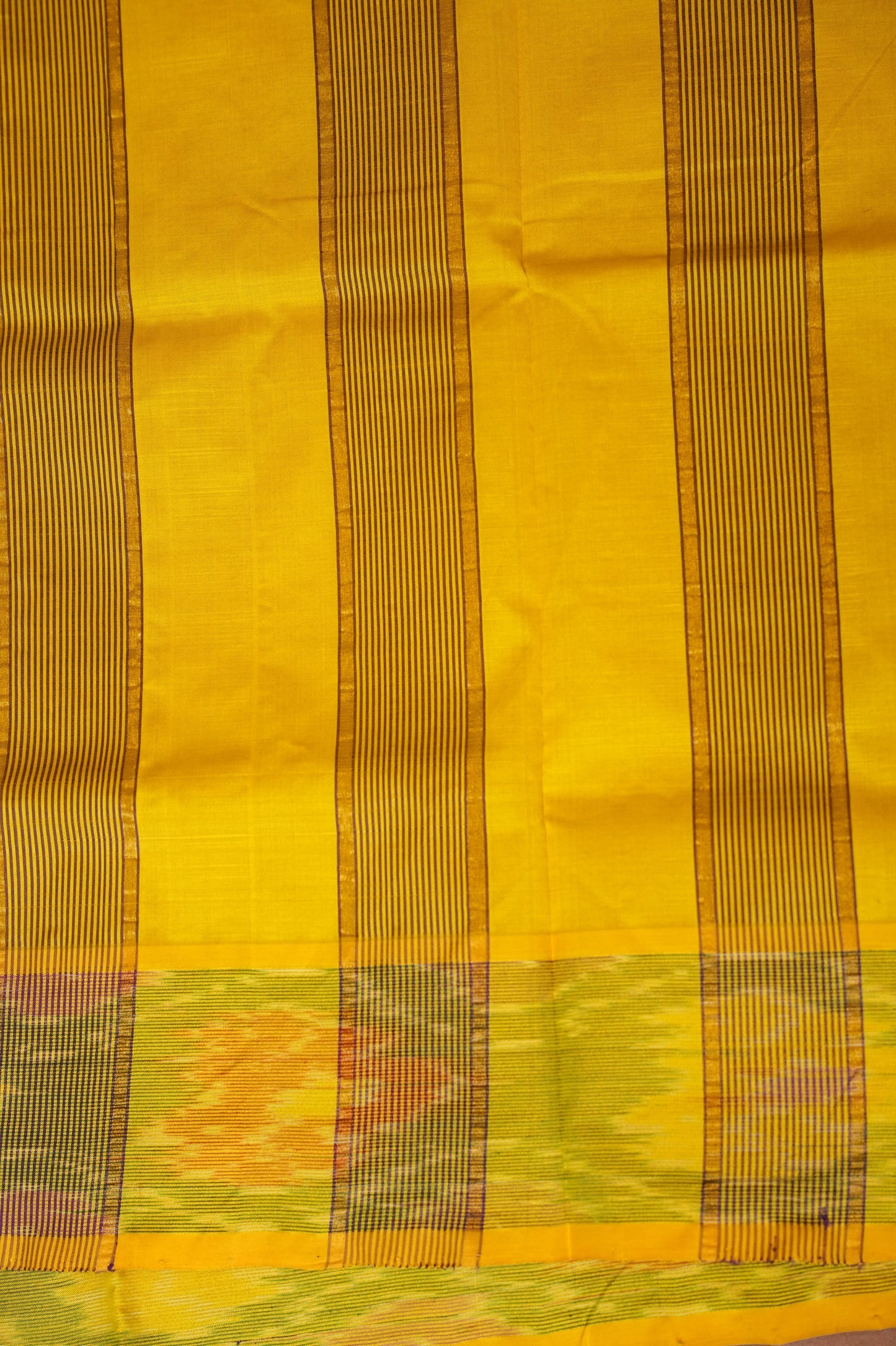 Ikkat Cotton Silk Saree - Purple and Yellow