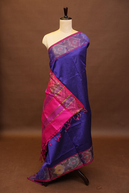Ikkat Cotton Silk Saree - Purple and Pink