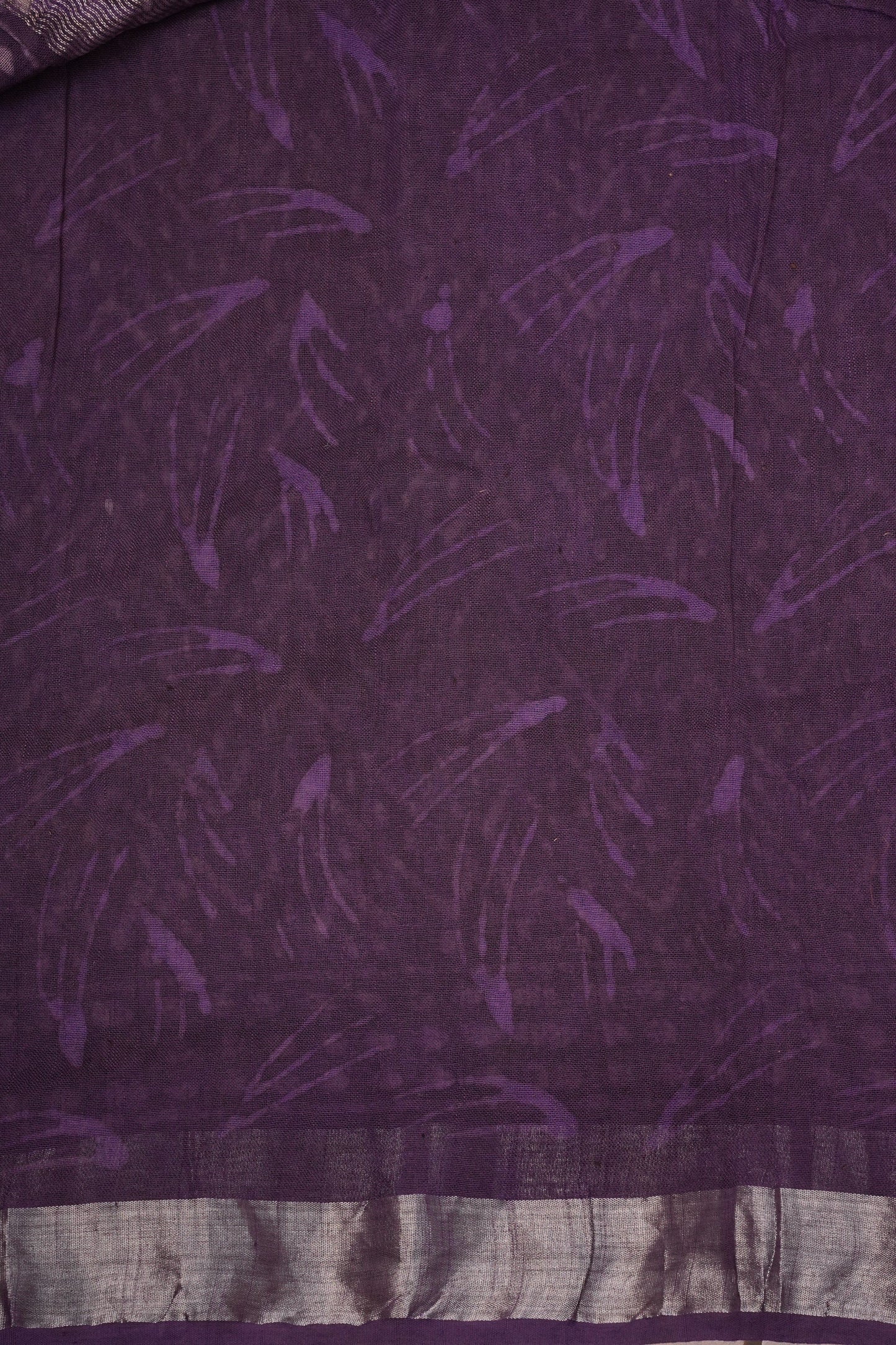 Handcrafted Purple Dabu Print Linen Cotton Saree with Traditional Block Print Patterns