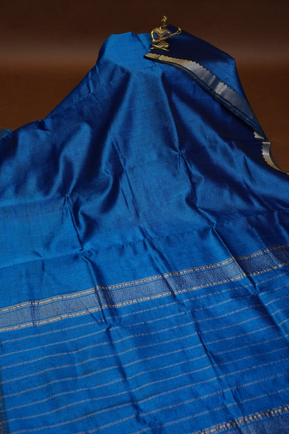 Mangalagiri Silk Cotton Saree - Peacock Blue