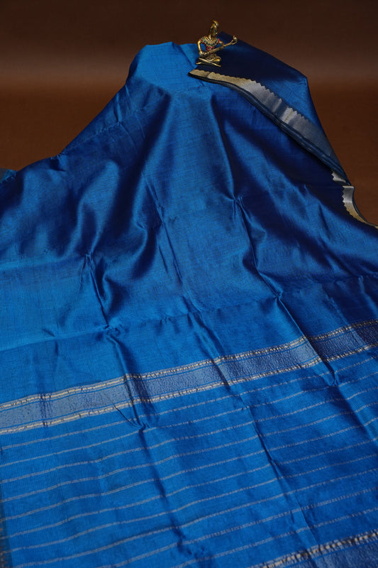 Mangalagiri Silk Cotton Saree - Peacock Blue
