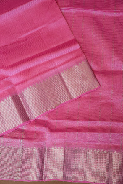 Mangalagiri Silk Cotton Saree - Candy Pink
