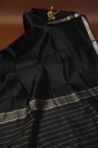 Mangalagiri Silk Cotton Saree - Classic Black