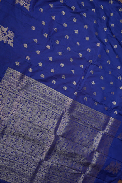 Royal Blue Semi Silk Saree with Turning Border & Rich Brocade Pallu