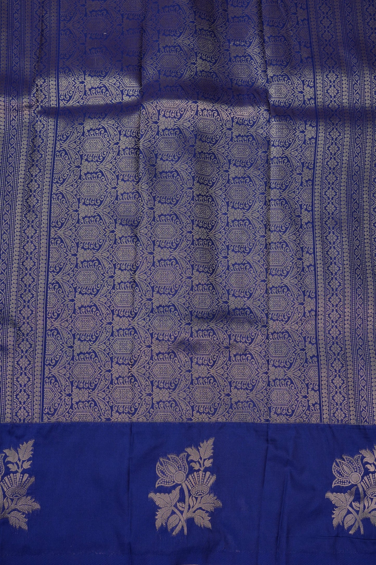 Royal Blue Semi Silk Saree with Turning Border & Rich Brocade Pallu
