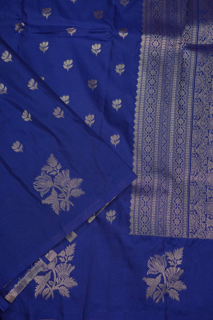 Royal Blue Semi Silk Saree with Turning Border & Rich Brocade Pallu