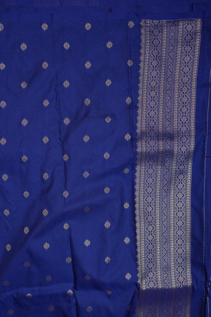 Royal Blue Semi Silk Saree with Turning Border & Rich Brocade Pallu
