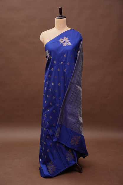 Royal Blue Semi Silk Saree with Turning Border & Rich Brocade Pallu