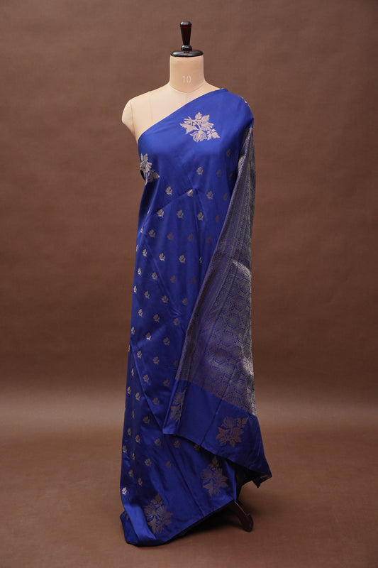 Royal Blue Semi Silk Saree with Turning Border & Rich Brocade Pallu