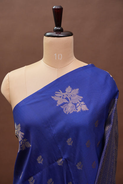 Royal Blue Semi Silk Saree with Turning Border & Rich Brocade Pallu