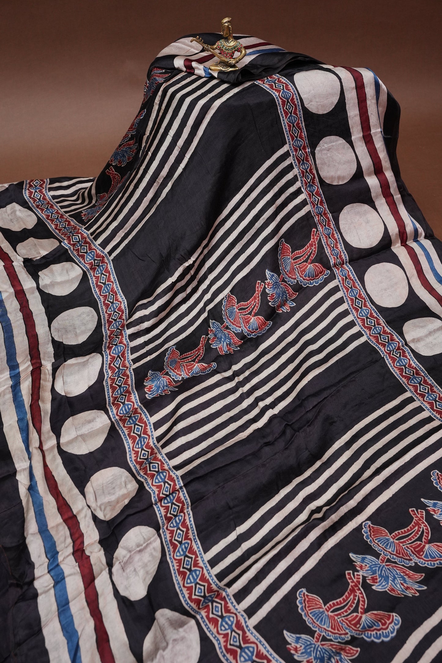 Pure Modal Silk With Block Prints Saree – Black