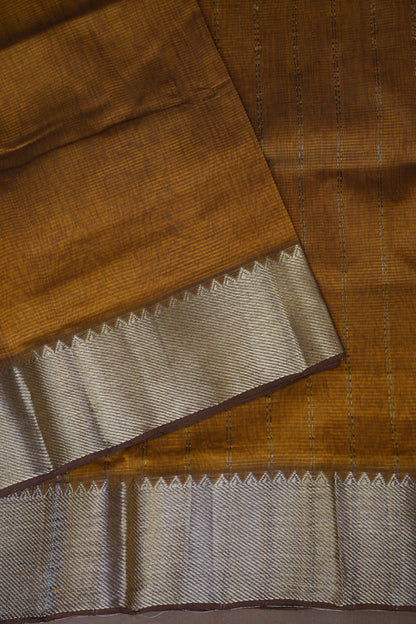 Mangalagiri Silk Cotton Saree - Burnt Mustard