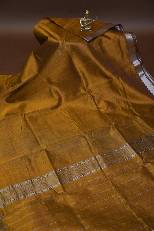 Mangalagiri Silk Cotton Saree - Burnt Mustard