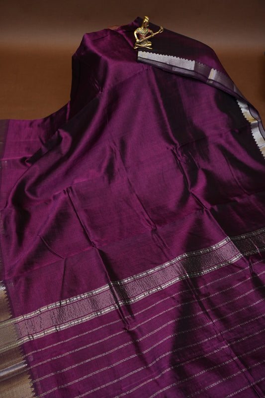 Mangalagiri Silk Cotton Saree - Rich Plum
