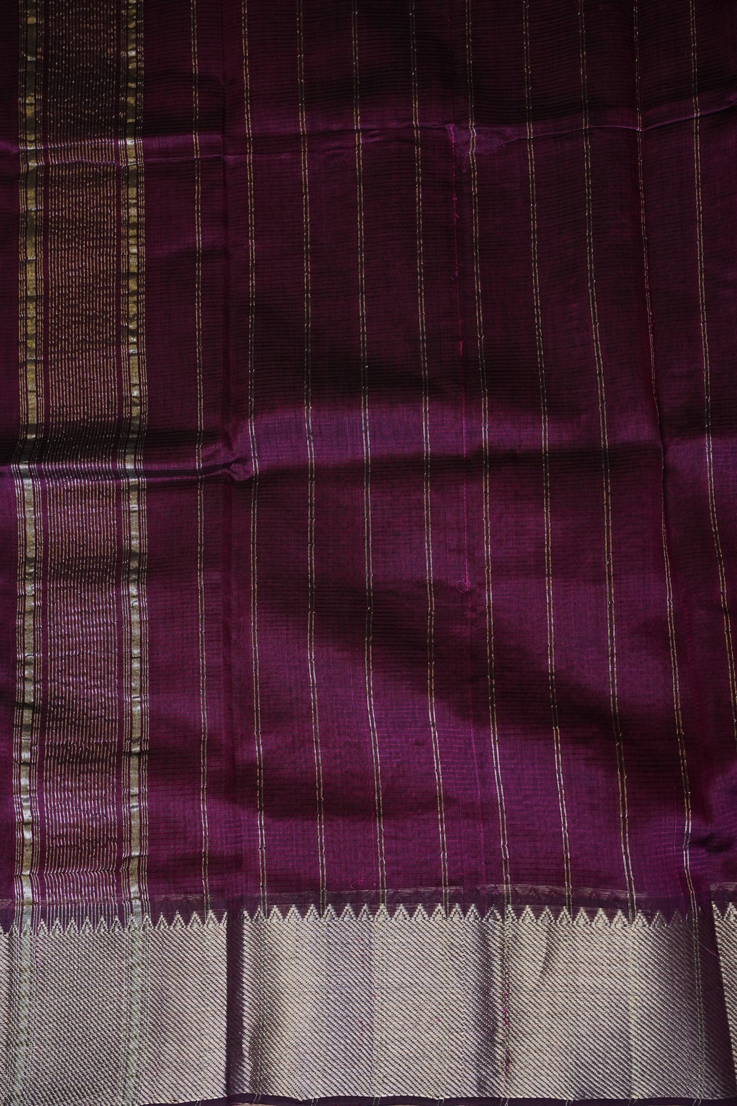 Mangalagiri Silk Cotton Saree - Rich Plum