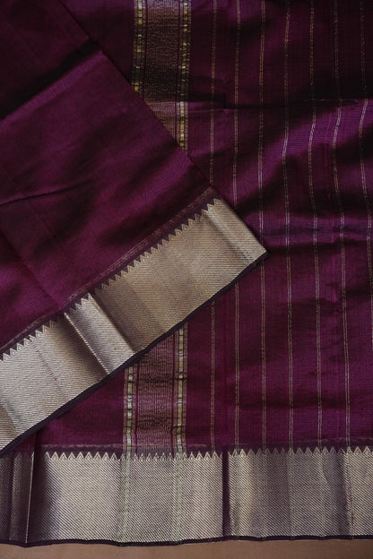 Mangalagiri Silk Cotton Saree - Rich Plum