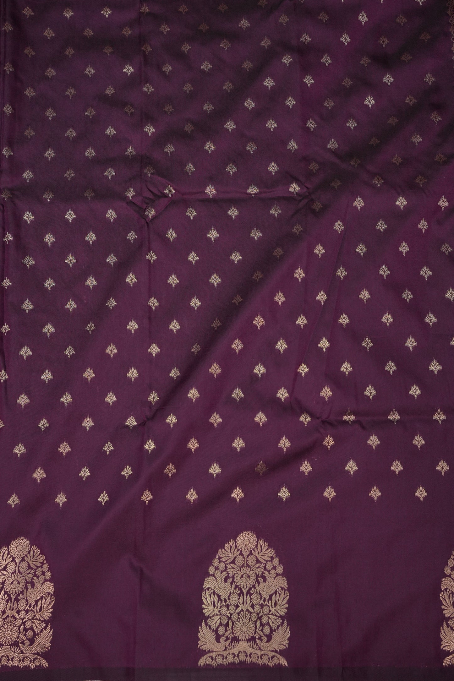 Deep Wine Semi Silk Saree with Turning Border & Rich Brocade Pallu