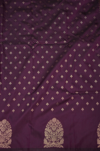Deep Wine Semi Silk Saree with Turning Border & Rich Brocade Pallu